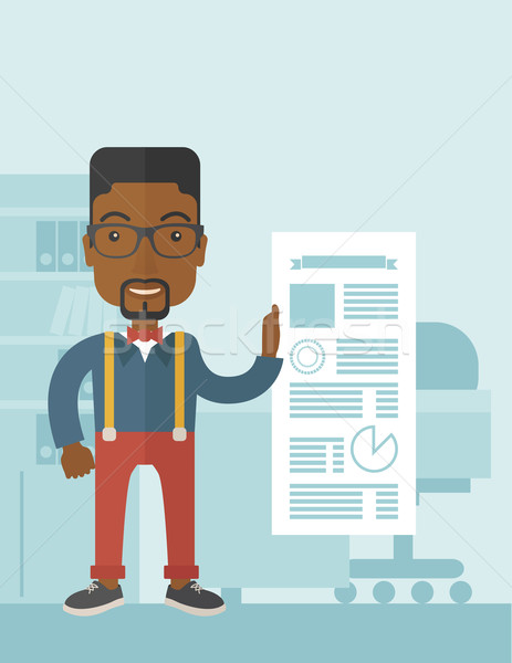 Black man happy standing inside his office. Stock photo © RAStudio