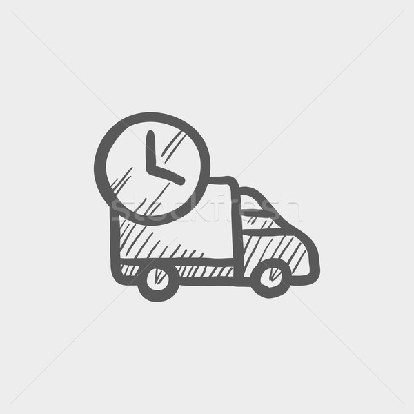 Zeit Lieferwagen Skizze Symbol Web mobile Stock foto © RAStudio