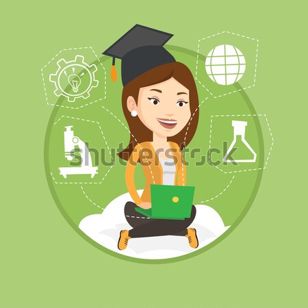 Man with graduation cap and book. Stock photo © RAStudio