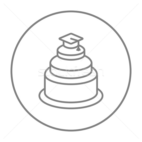 Graduation cap on top of cake line icon. Stock photo © RAStudio