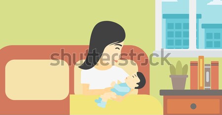 Férfi etetés baba ázsiai kicsi tej Stock fotó © RAStudio