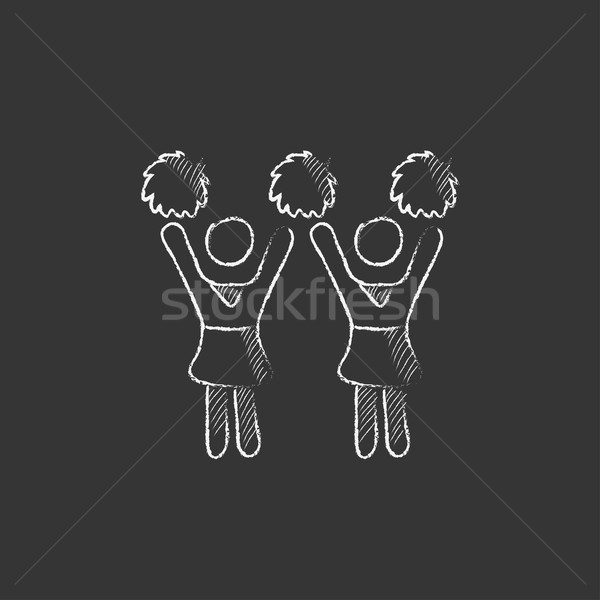 Cheerleaders. Drawn in chalk icon. Stock photo © RAStudio