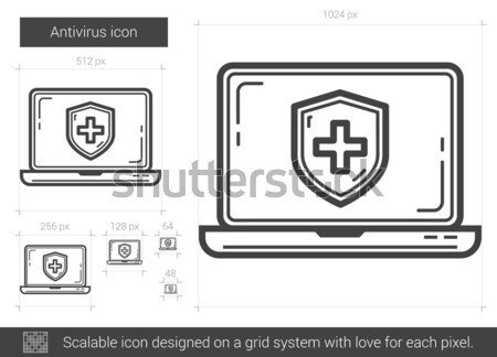 Antivirus línea icono vector aislado blanco Foto stock © RAStudio