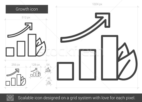 Foto stock: Crecimiento · línea · icono · vector · aislado · blanco