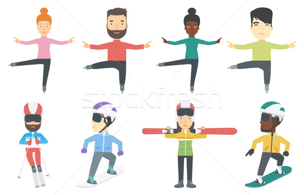 Vector set of winter sport characters. Stock photo © RAStudio
