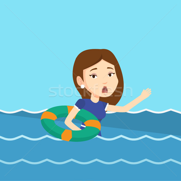 Business woman sinking and asking for help. Stock photo © RAStudio