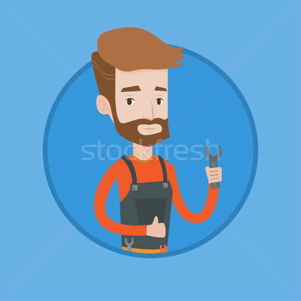 Repairman holding spanner vector illustration. Stock photo © RAStudio