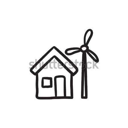 House with windmill sketch icon. Stock photo © RAStudio