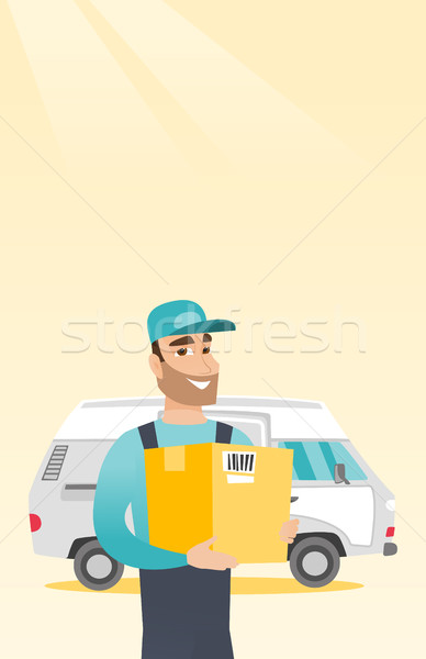 Delivery courier carrying cardboard boxes. Stock photo © RAStudio