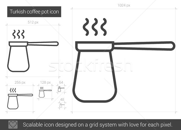 Turc cafea oală linie icoană vector Imagine de stoc © RAStudio