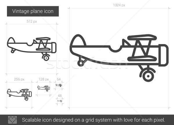 Klasszikus repülőgép vonal ikon vektor izolált Stock fotó © RAStudio