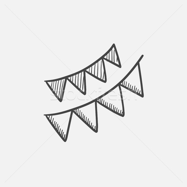 Christmas triangular flags sketch icon. Stock photo © RAStudio