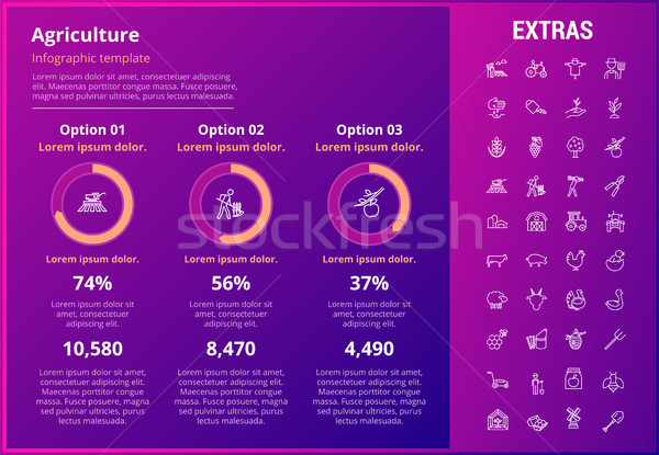 ストックフォト: 農業 · インフォグラフィック · テンプレート · 要素 · アイコン · カスタマイズ可能な