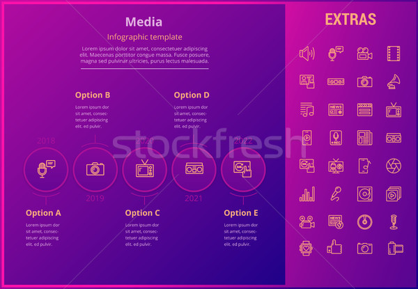 Media infografica modello elementi icone opzioni Foto d'archivio © RAStudio