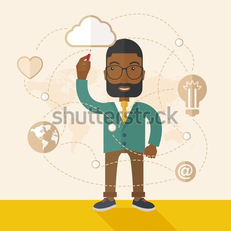Man writing cloud computing on virtual screen. Stock photo © RAStudio