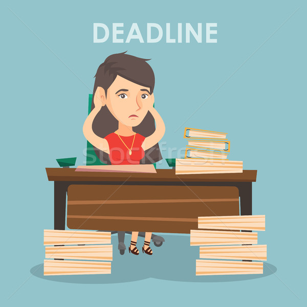 Business woman having problem with deadline. Stock photo © RAStudio