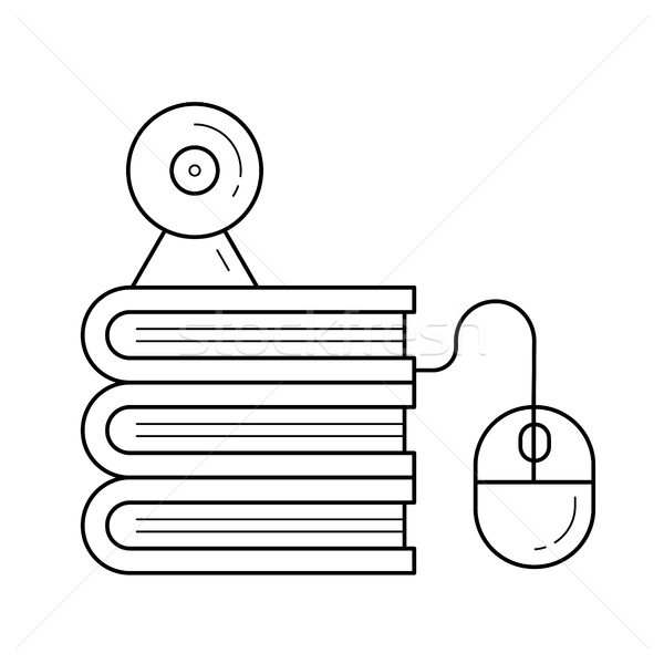 Webcam mouse-ul calculatorului vector linie icoană ebook Imagine de stoc © RAStudio