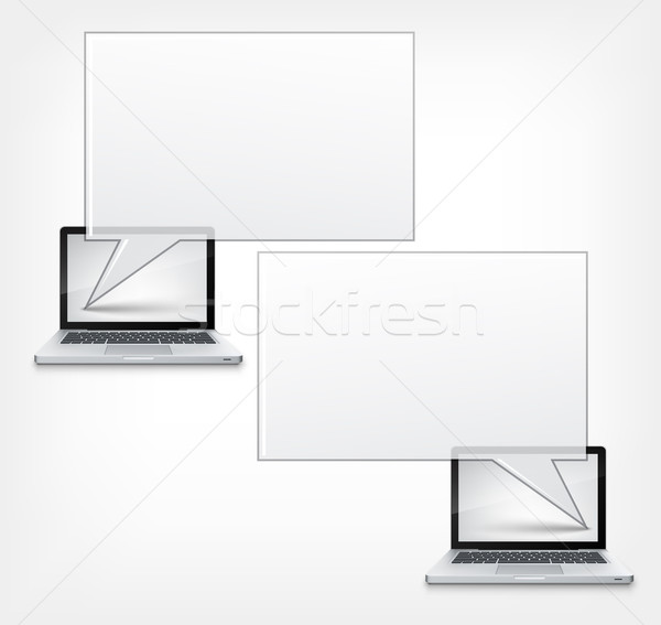 Foto stock: Conversar · laptop · cinza · gradiente · vetor · negócio