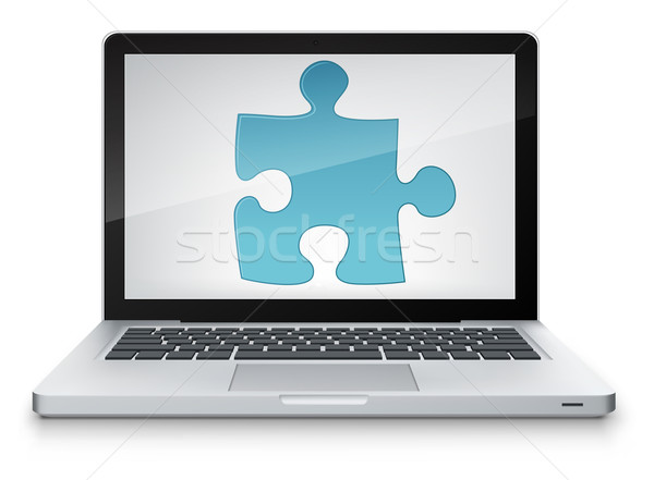 Puzzle informaţii gri gradient vector laptop Imagine de stoc © RAStudio
