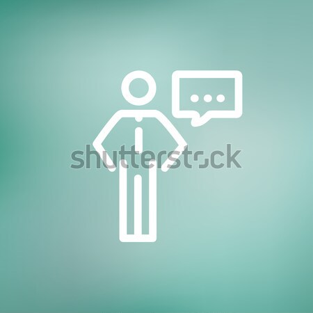 Stockfoto: Zakenman · tekstballon · dun · lijn · icon · web