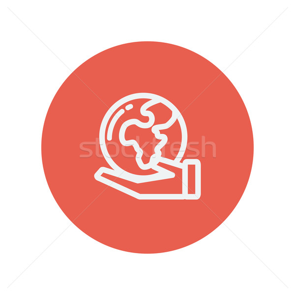 Hand holding earth thin line icon Stock photo © RAStudio