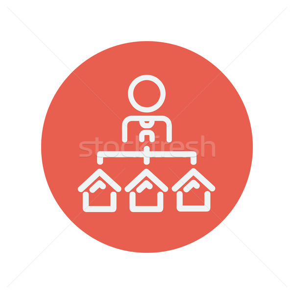 Agent with three houses for sale thin line icon Stock photo © RAStudio