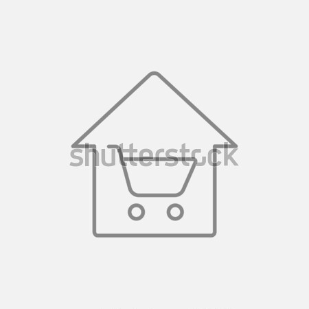 Huis winkelen dun lijn icon web Stockfoto © RAStudio