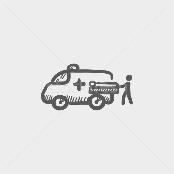 [[stock_photo]]: Homme · ambulance · voiture · croquis · icône · web