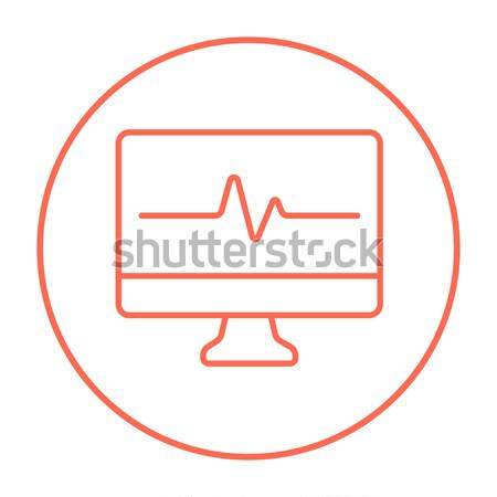 Stockfoto: Kardiogram · monitor · icon · krijt