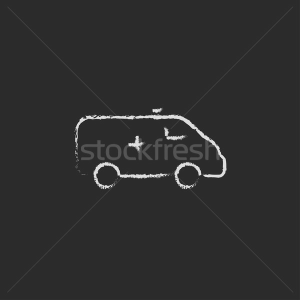 Krankenwagen Auto Symbol gezeichnet Kreide Hand gezeichnet Stock foto © RAStudio