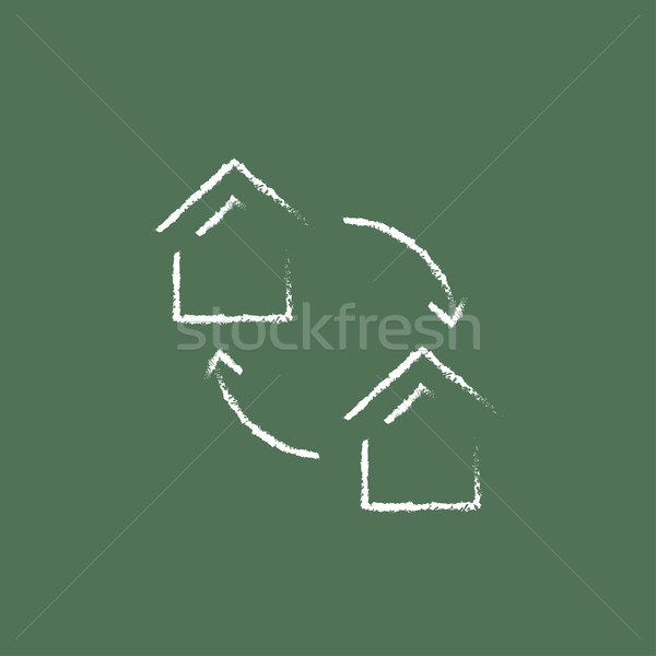 Huis uitwisseling icon krijt Stockfoto © RAStudio