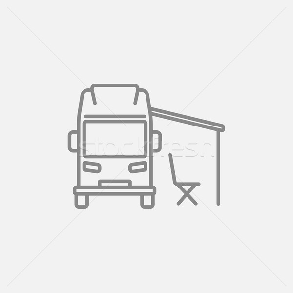 Motorhome with tent line icon. Stock photo © RAStudio