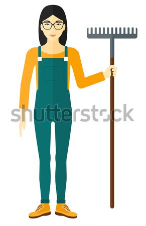 Vrouw permanente hark vector ontwerp illustratie Stockfoto © RAStudio