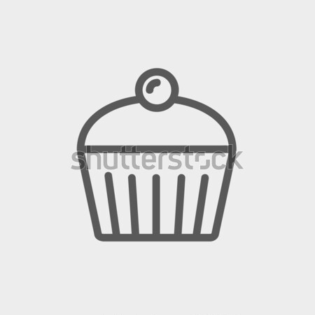 Cupcake with cherry line icon. Stock photo © RAStudio