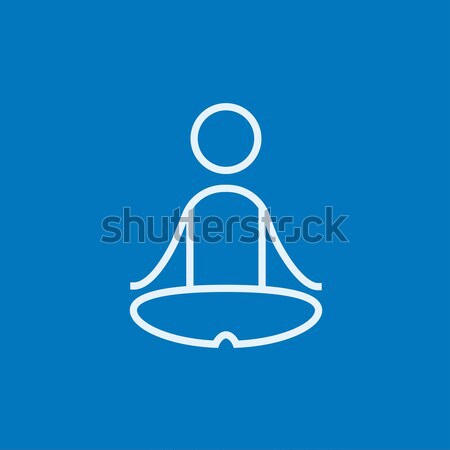 Stock photo: Man meditating in lotus pose line icon.