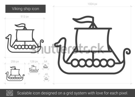 Oude schip lijn icon web mobiele Stockfoto © RAStudio