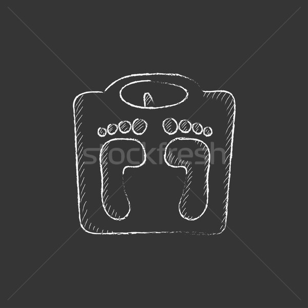 Stock photo: Weighing scale. Drawn in chalk icon.
