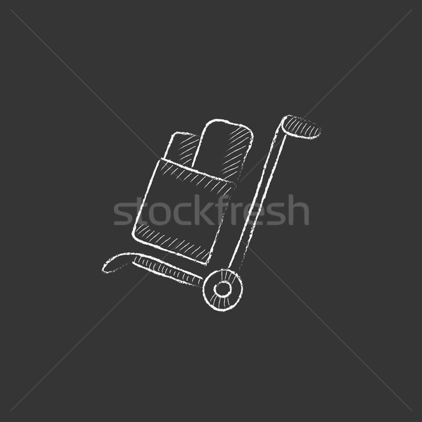 Shopping handling trolley. Drawn in chalk icon. Stock photo © RAStudio