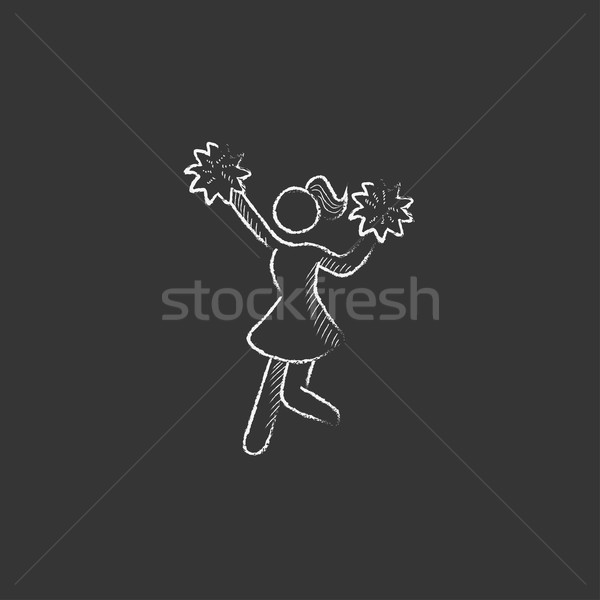 Cheerleader craie icône dessinés à la main vecteur Photo stock © RAStudio