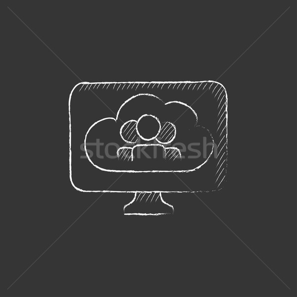 Cloud computing. Drawn in chalk icon. Stock photo © RAStudio