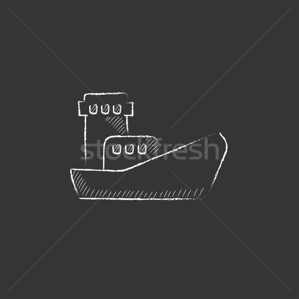 Vracht containerschip krijt icon Stockfoto © RAStudio
