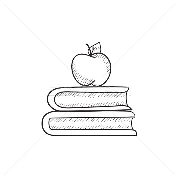 Books and apple on top sketch icon. Stock photo © RAStudio