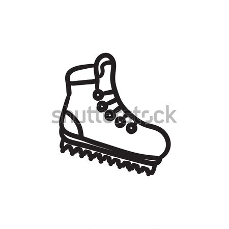 Hiking boot with crampons sketch icon. Stock photo © RAStudio