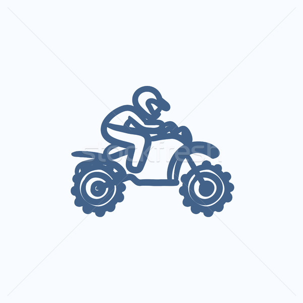 Man paardrijden motorcross fiets schets icon Stockfoto © RAStudio