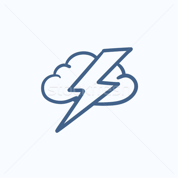 Wolke Blitz Skizze Symbol Vektor isoliert Stock foto © RAStudio
