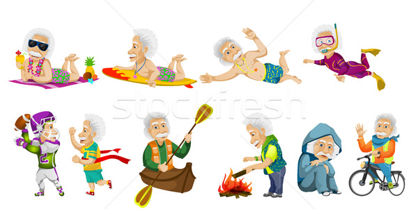 Vector set of old sports man illustrations. Stock photo © RAStudio