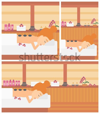 Woman getting stone therapy vector illustration. Stock photo © RAStudio