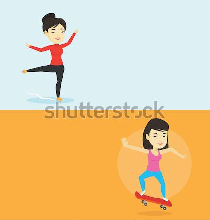 Female figure skater vector illustration. Stock photo © RAStudio