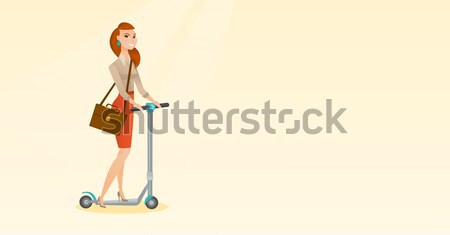 Man riding kick scooter vector illustration. Stock photo © RAStudio