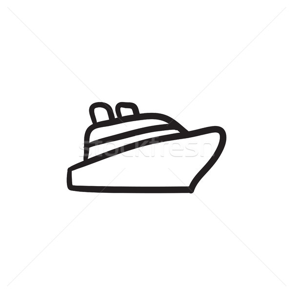 Statek wycieczkowy szkic ikona wektora odizolowany Zdjęcia stock © RAStudio